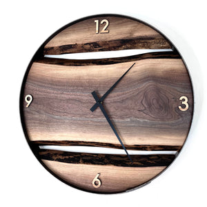 *NEW // 21” Black Walnut Live Edge Wood Clock
