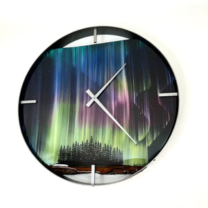 *NEW // 21” Northern Lights Live Edge Black Walnut Wood Wall Clock