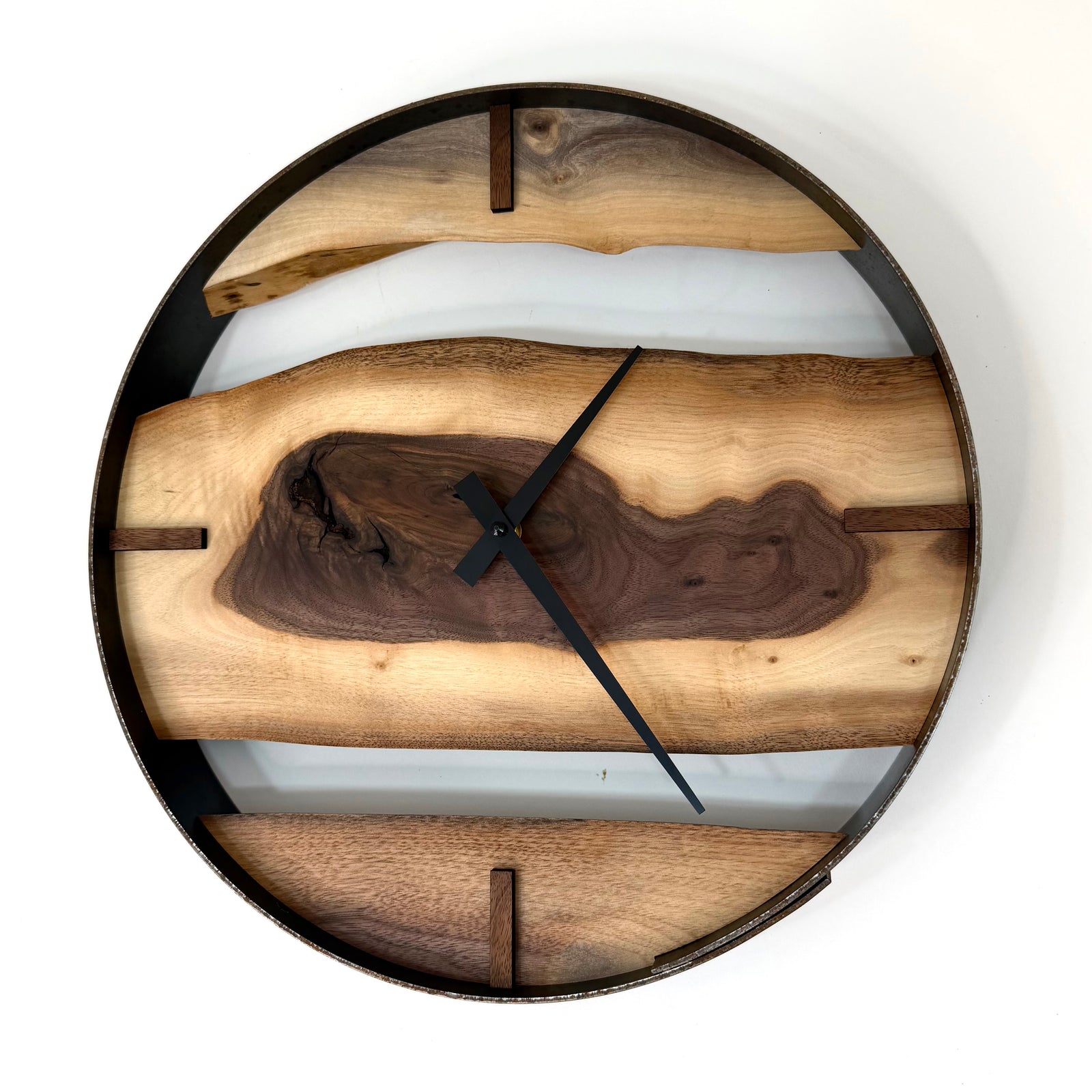 *NEW // 14” Black Walnut Live Edge Wood Wall Clock