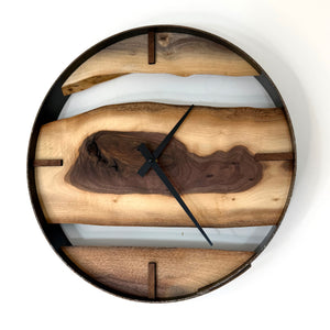 *NEW // 14” Black Walnut Live Edge Wood Wall Clock