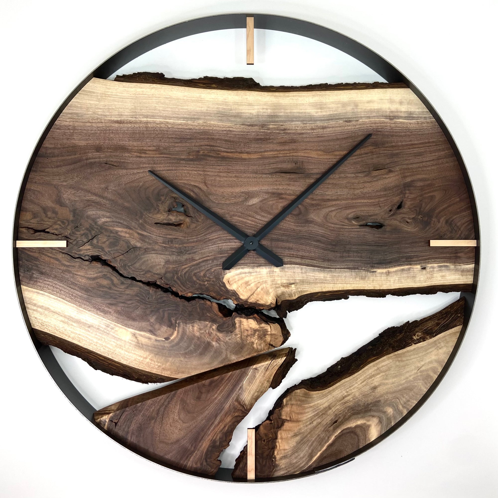 *NEW // 34” Black Walnut Live Edge Wood Wall Clock