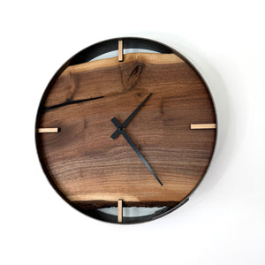 14” Black Walnut Live Edge Wood Wall Clock