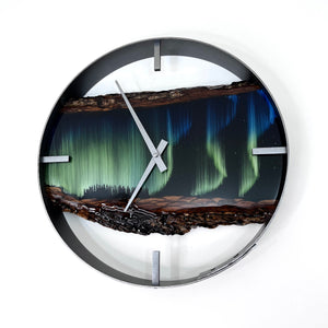 *NEW // 14” Northern Lights Live Edge Black Walnut Wood Wall Clock