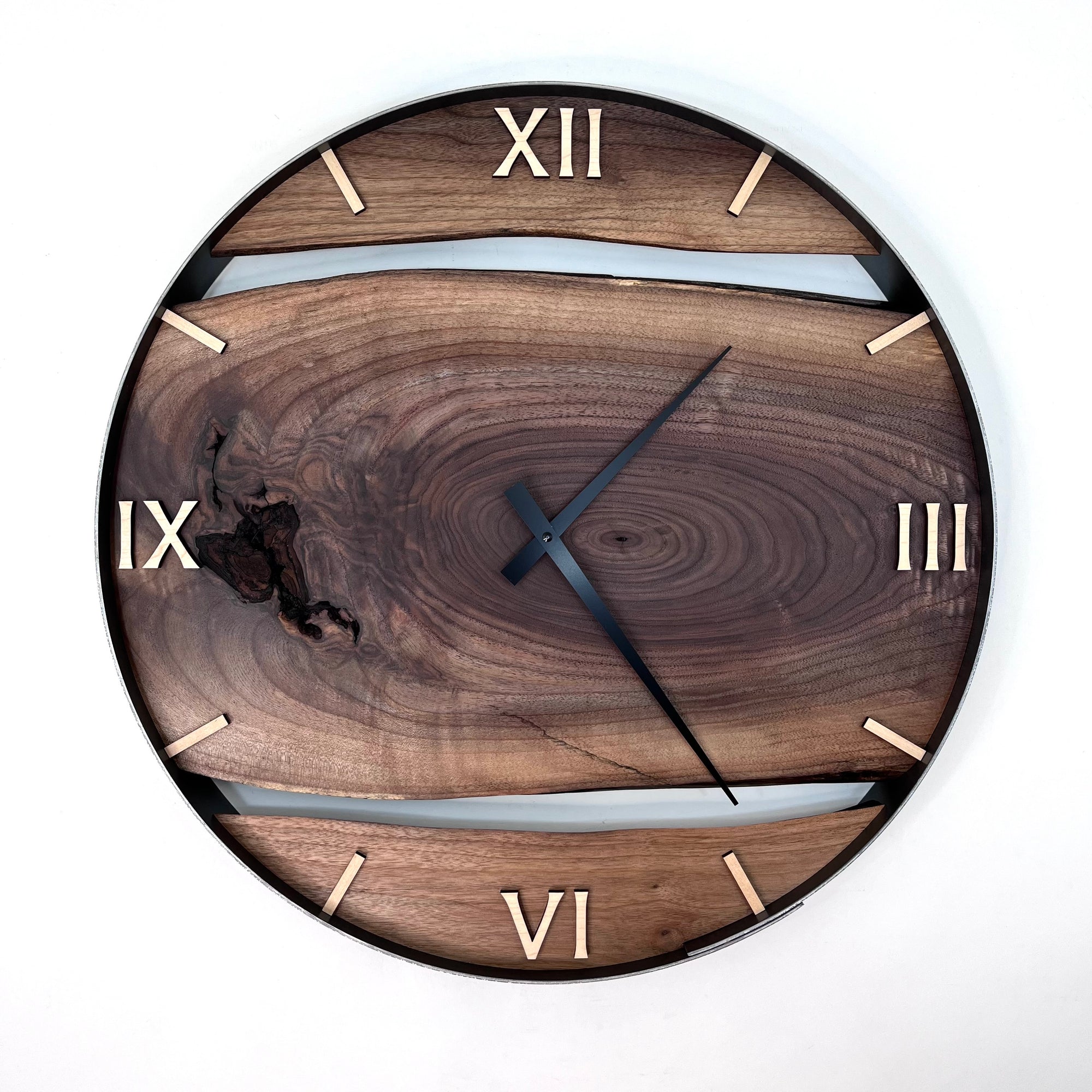 *NEW // 21” Black Walnut Live Edge Wood Wall Clock