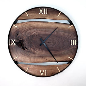 *NEW // 21” Black Walnut Live Edge Wood Wall Clock