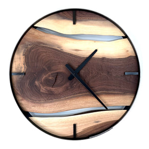 *NEW // 18” Black Walnut Live Edge Wood Clock