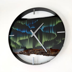 *NEW // 18” Northern Lights Live Edge Black Walnut Wood Wall Clock