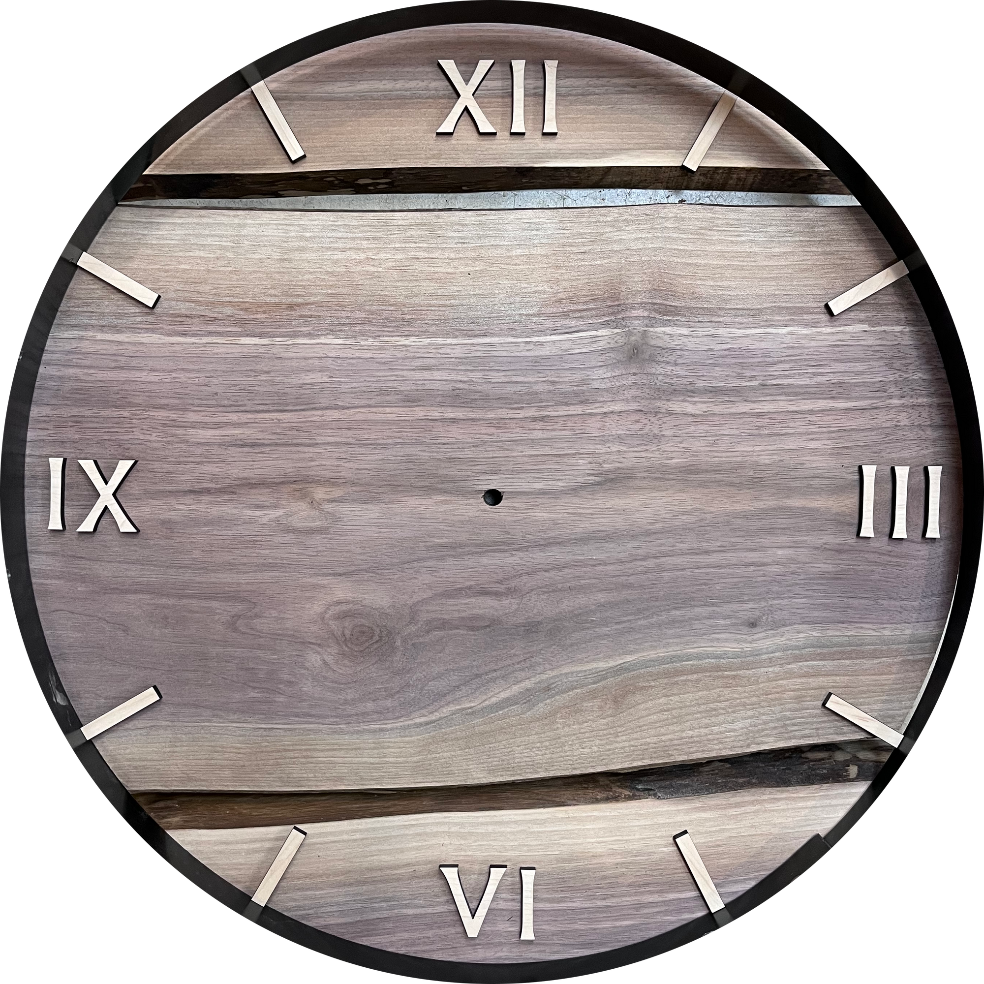*MADE TO ORDER // 18” Black Walnut Live Edge Wood Clock