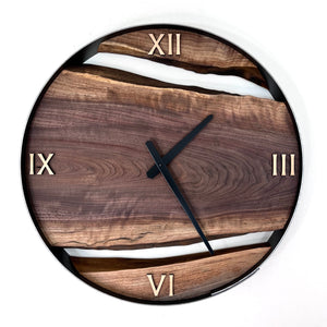*NEW // 18” Black Walnut Live Edge Wood Clock