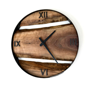 *NEW // 18” Black Walnut Live Edge Wood Clock