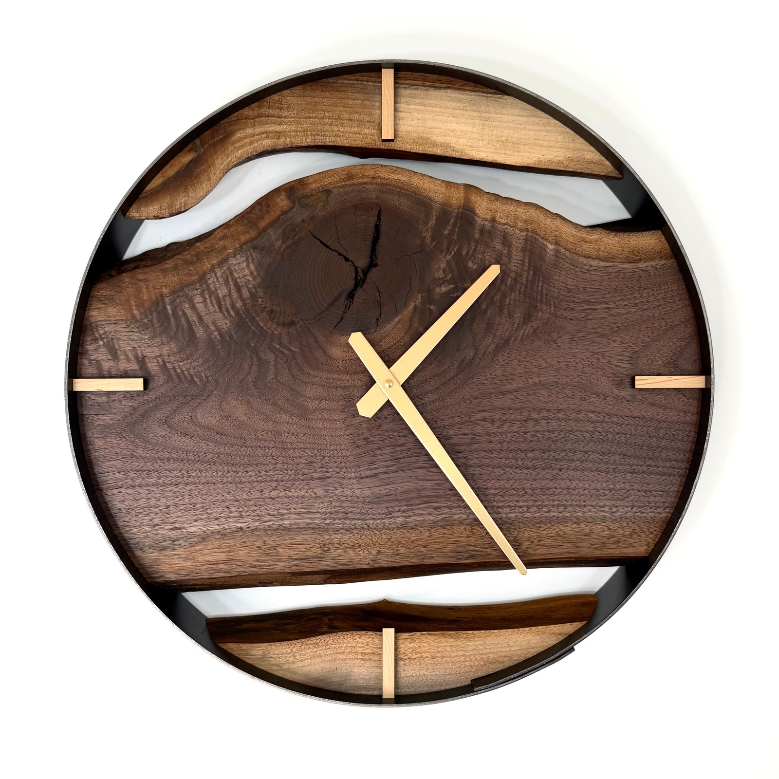 *NEW // 18” Black Walnut Live Edge Wood Clock