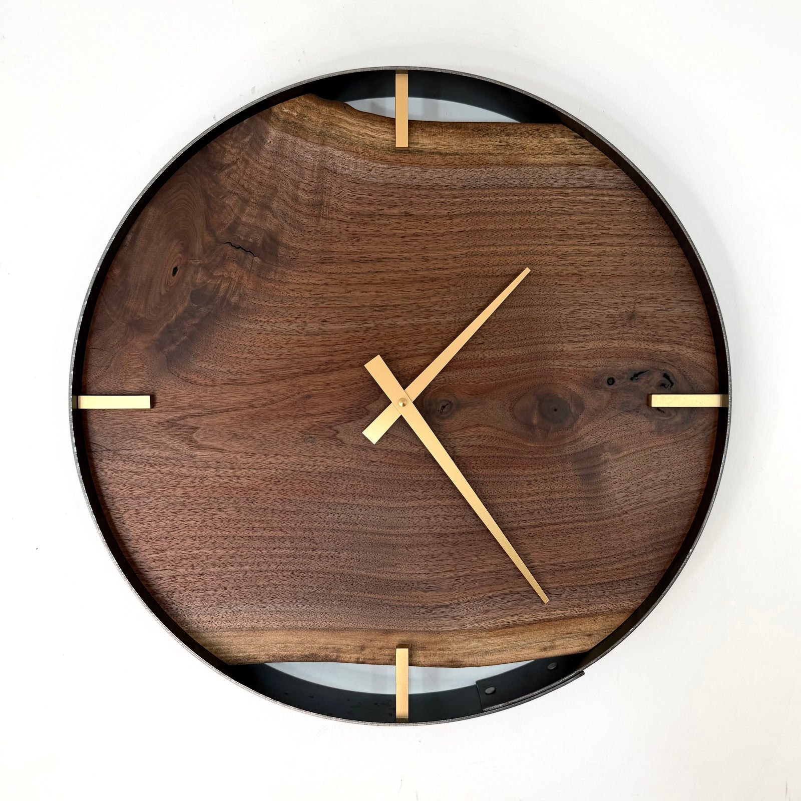 *NEW // 18” Black Walnut Live Edge Wood Wall Clock