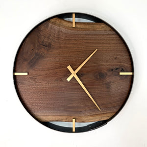 *NEW // 18” Black Walnut Live Edge Wood Wall Clock