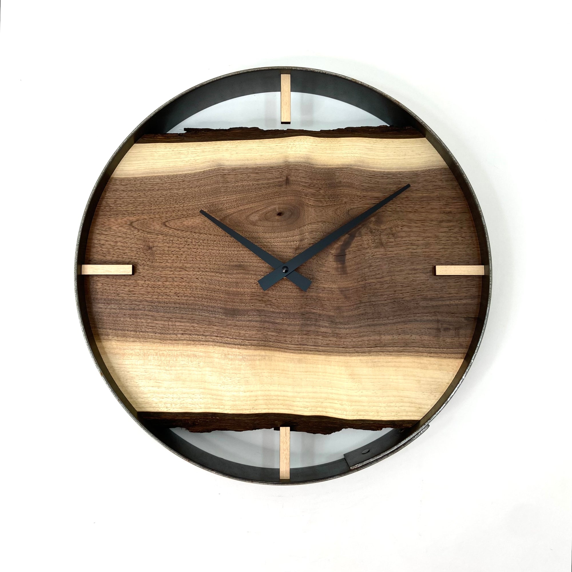 14” Black Walnut Live Edge Wood Wall Clock