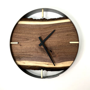 *NEW // 18” Black Walnut Live Edge Wood Wall Clock