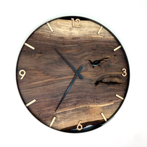 21” Black Walnut Live Edge Wood Clock