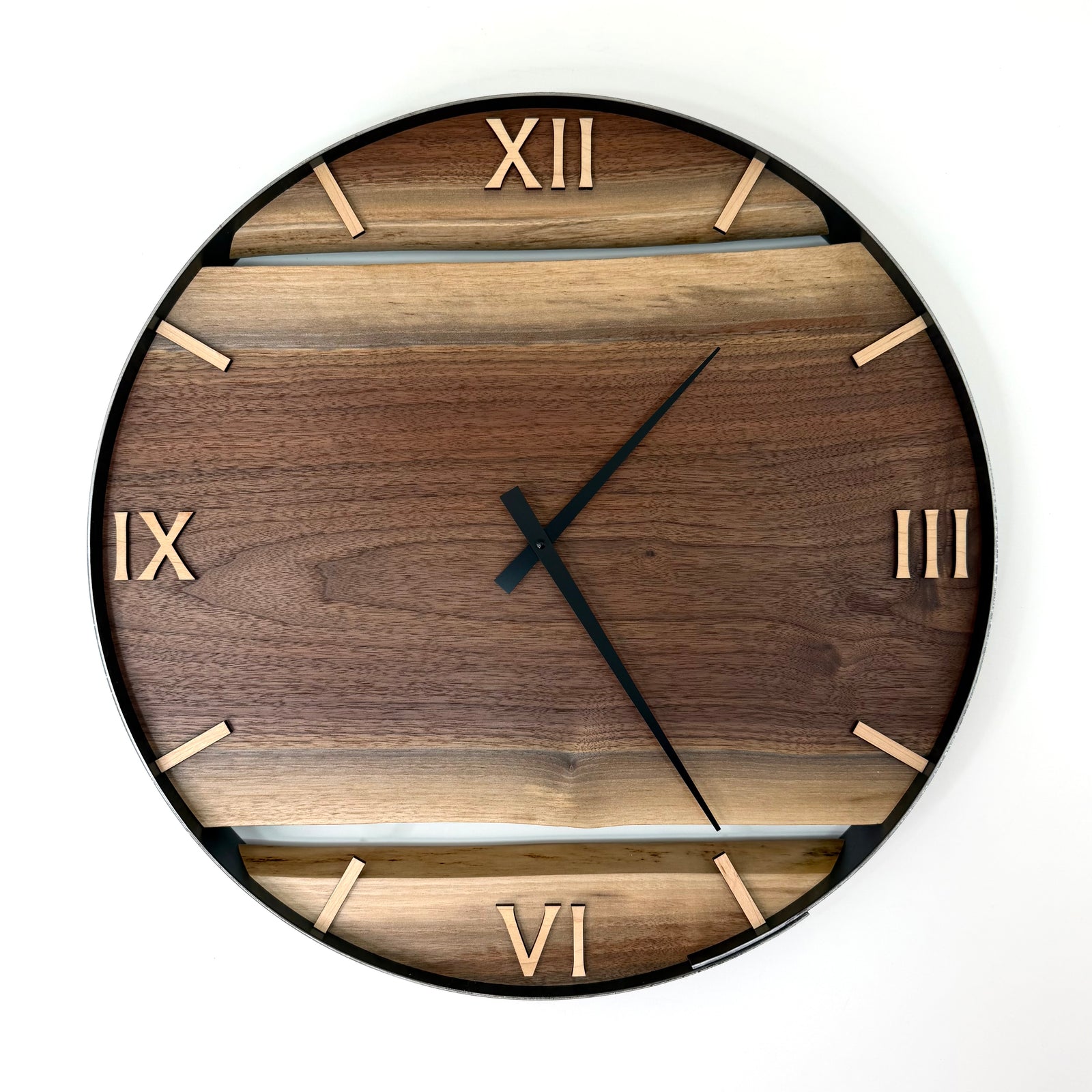 *NEW // 21” Black Walnut Live Edge Wood Wall Clock