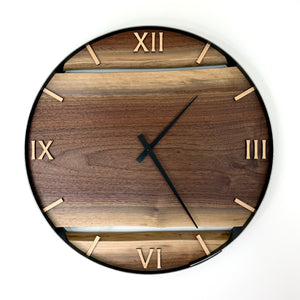 *NEW // 21” Black Walnut Live Edge Wood Wall Clock