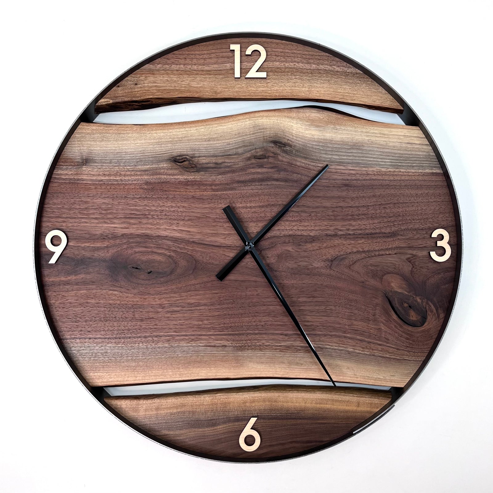 *NEW // 25” Black Walnut Live Edge Wood Clock