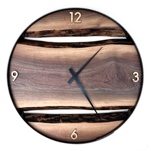 *NEW // 21” Black Walnut Live Edge Wood Clock