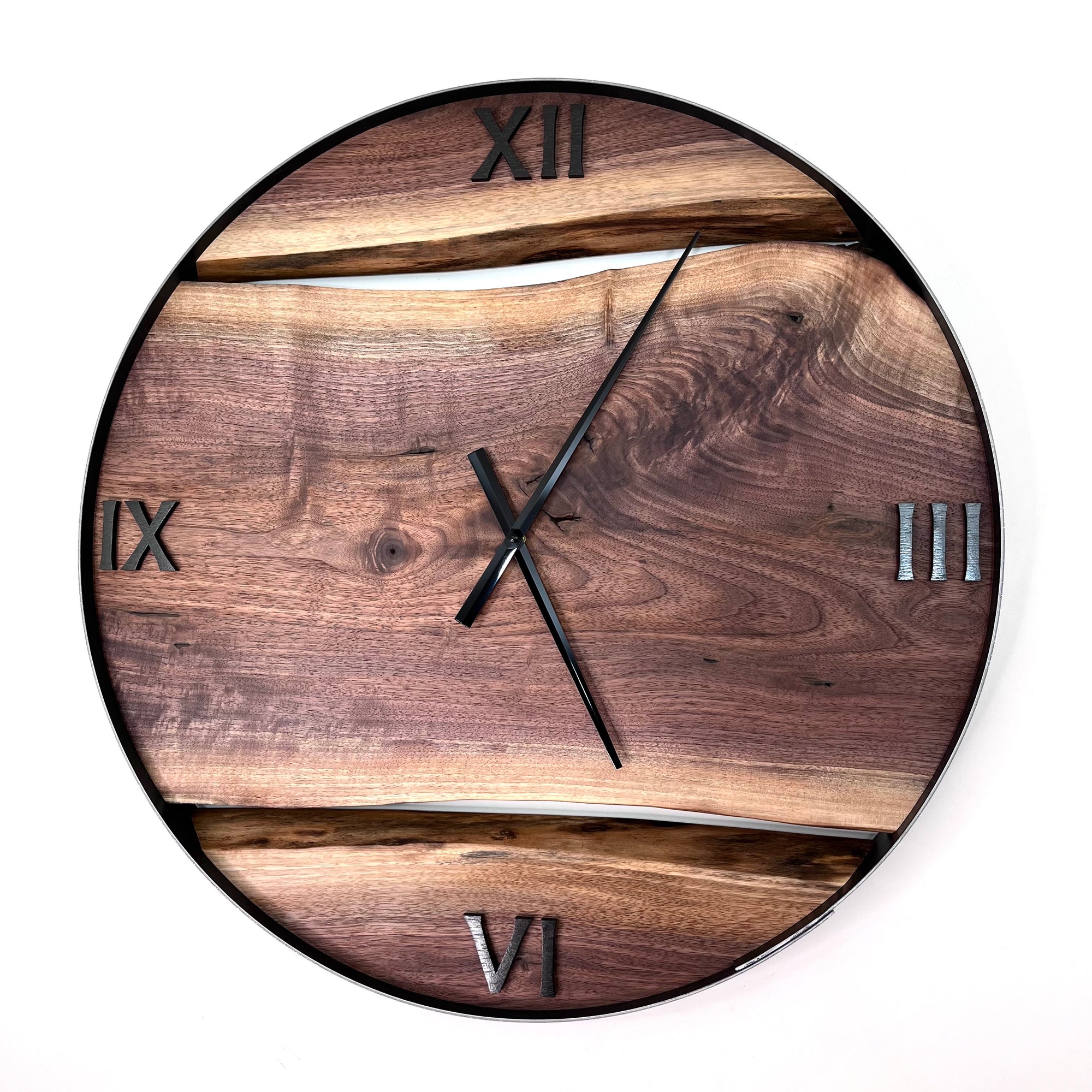 *NEW // 25” Black Walnut Live Edge Wood Clock