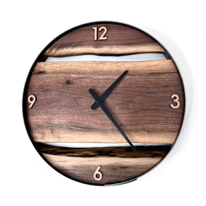 *NEW // 18” Black Walnut Live Edge Wood Clock