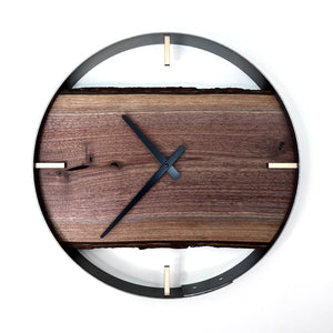 *NEW // 18” Black Walnut Live Edge Wood Wall Clock