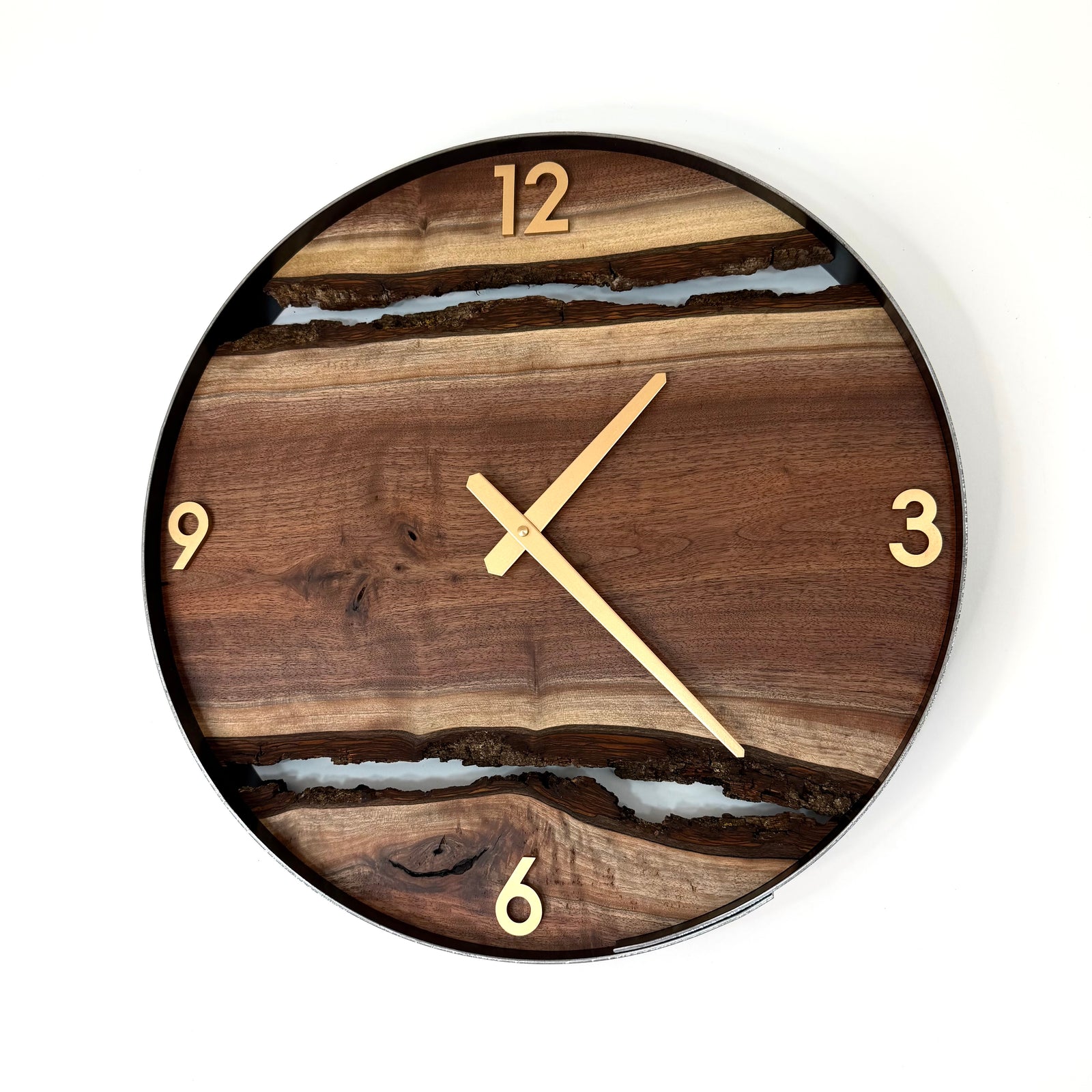 *NEW // 18” Black Walnut Live Edge Wood Clock