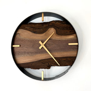 *NEW // 14” Black Walnut Live Edge Wood Wall Clock