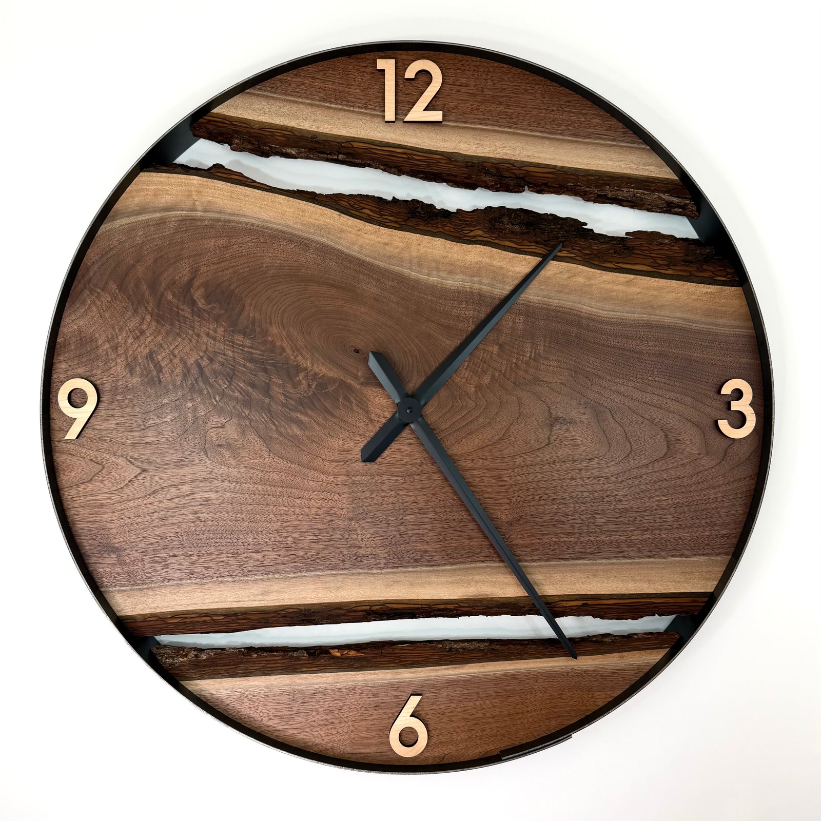 *NEW // 30” Black Walnut Live Edge Wood Wall Clock