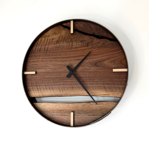 *NEW // 14” Black Walnut Live Edge Wood Wall Clock