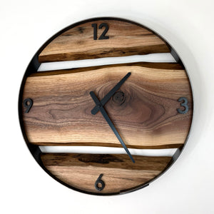 *NEW // 18” Black Walnut Live Edge Wood Wall Clock