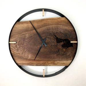 21” Black Walnut Live Edge Wood Clock