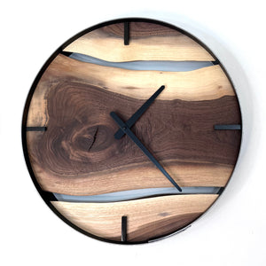 *NEW // 18” Black Walnut Live Edge Wood Clock