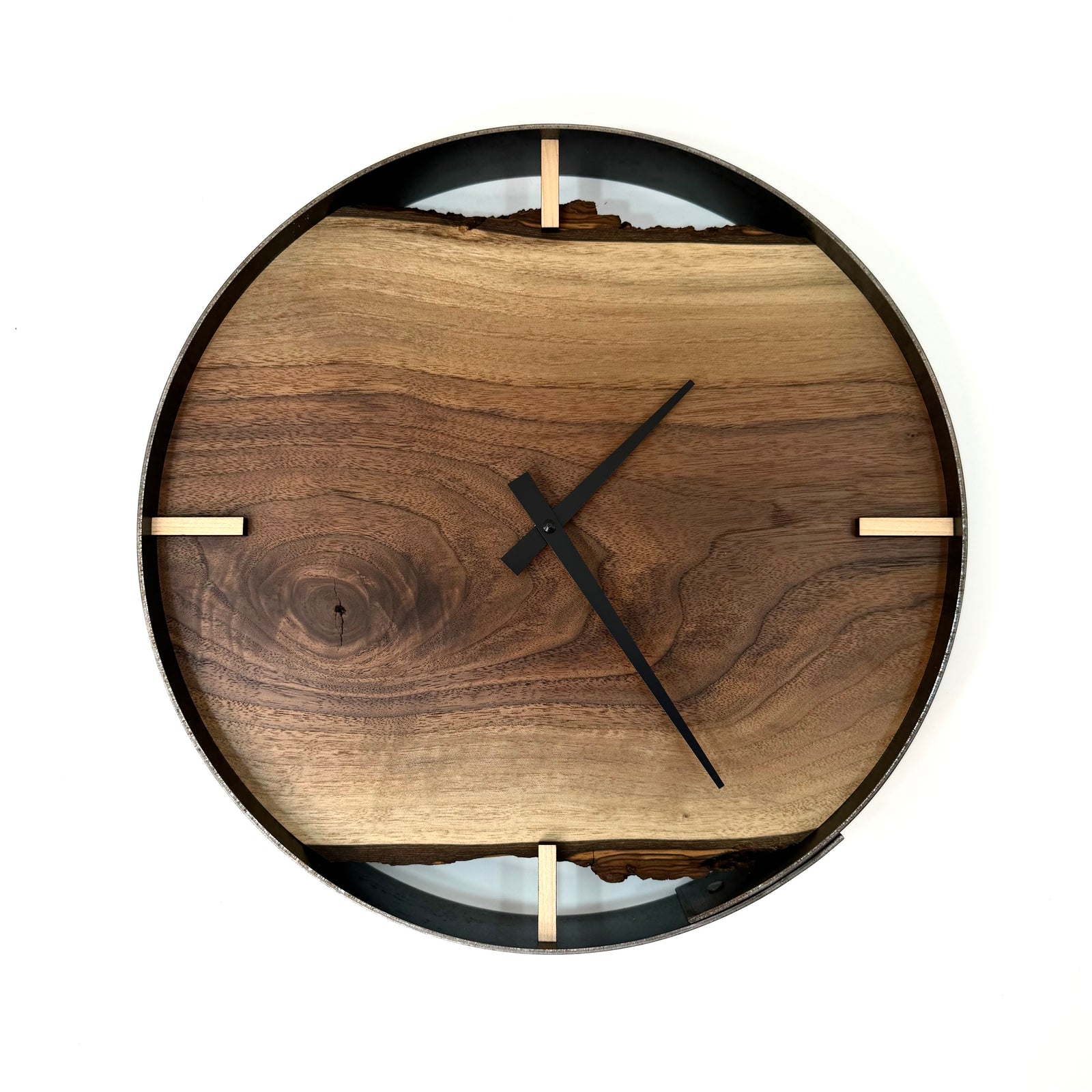 *NEW // 14” Black Walnut Live Edge Wood Wall Clock