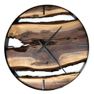 *NEW // 30” Black Walnut Live Edge Wood Wall Clock