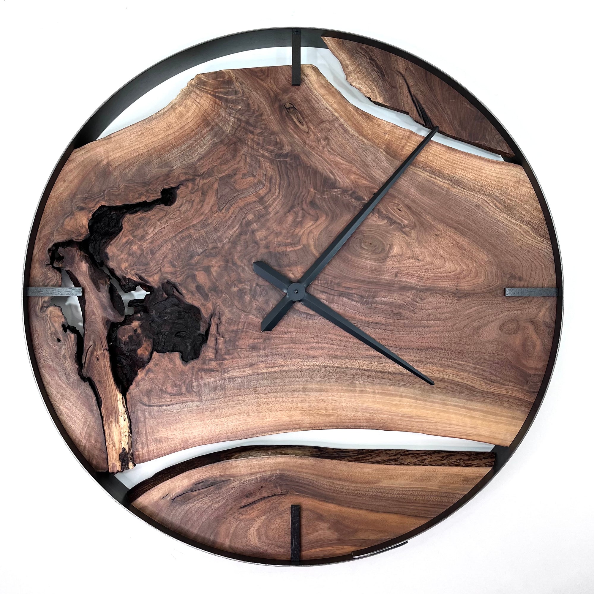 *RESERVED // 30” Black Walnut Live Edge Wood Wall Clock