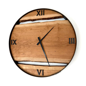 *NEW // 21” Cherry Live Edge Wood Wall Clock