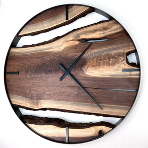 *NEW // 34” Black Walnut Live Edge Wood Wall Clock