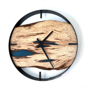 *NEW // 18” Ash Live Edge Wood Wall Clock ft. Metallic Teal Epoxy Inlay