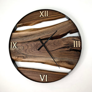 *NEW // 25” Black Walnut Live Edge Wood Clock