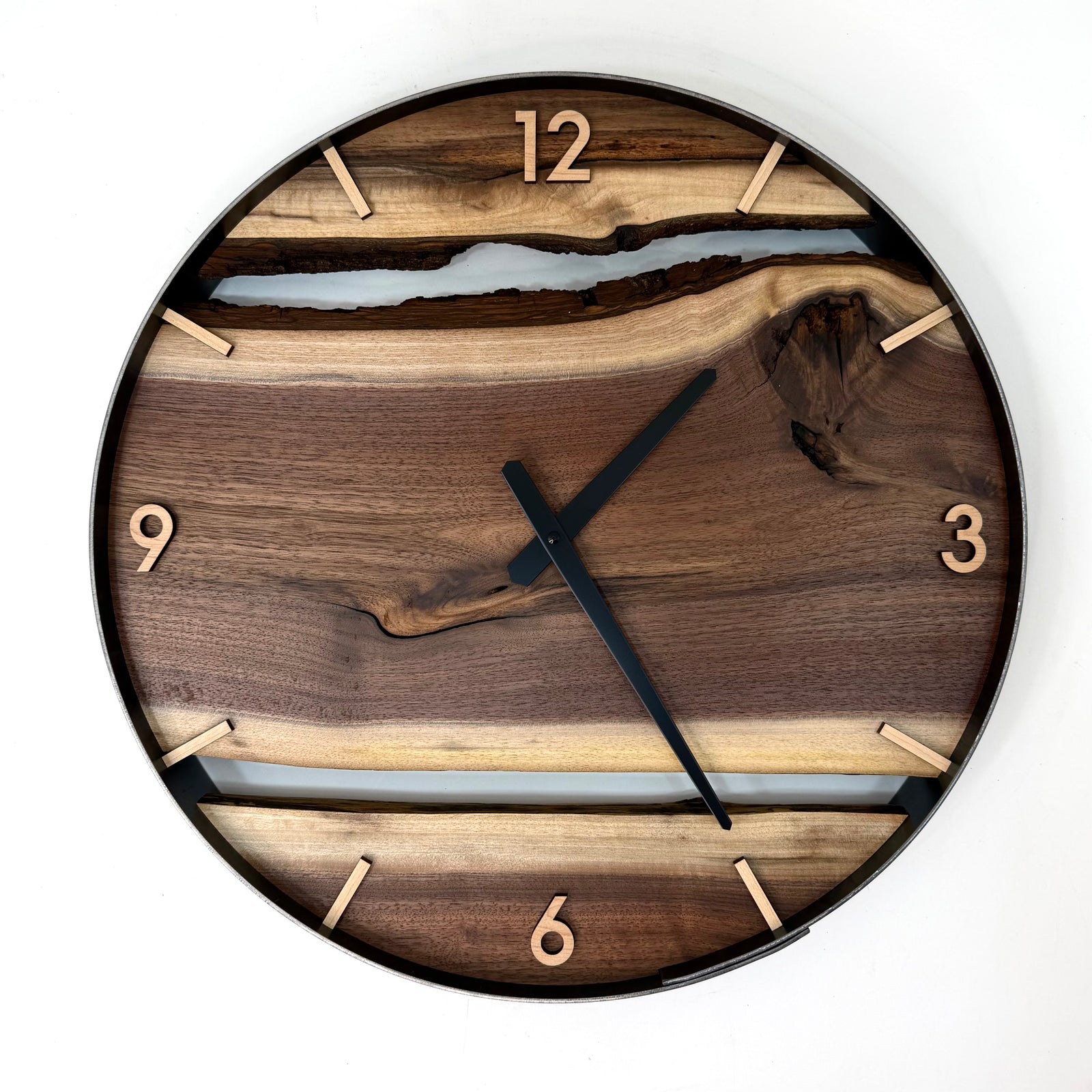 *NEW // 18” Black Walnut Live Edge Wood Clock
