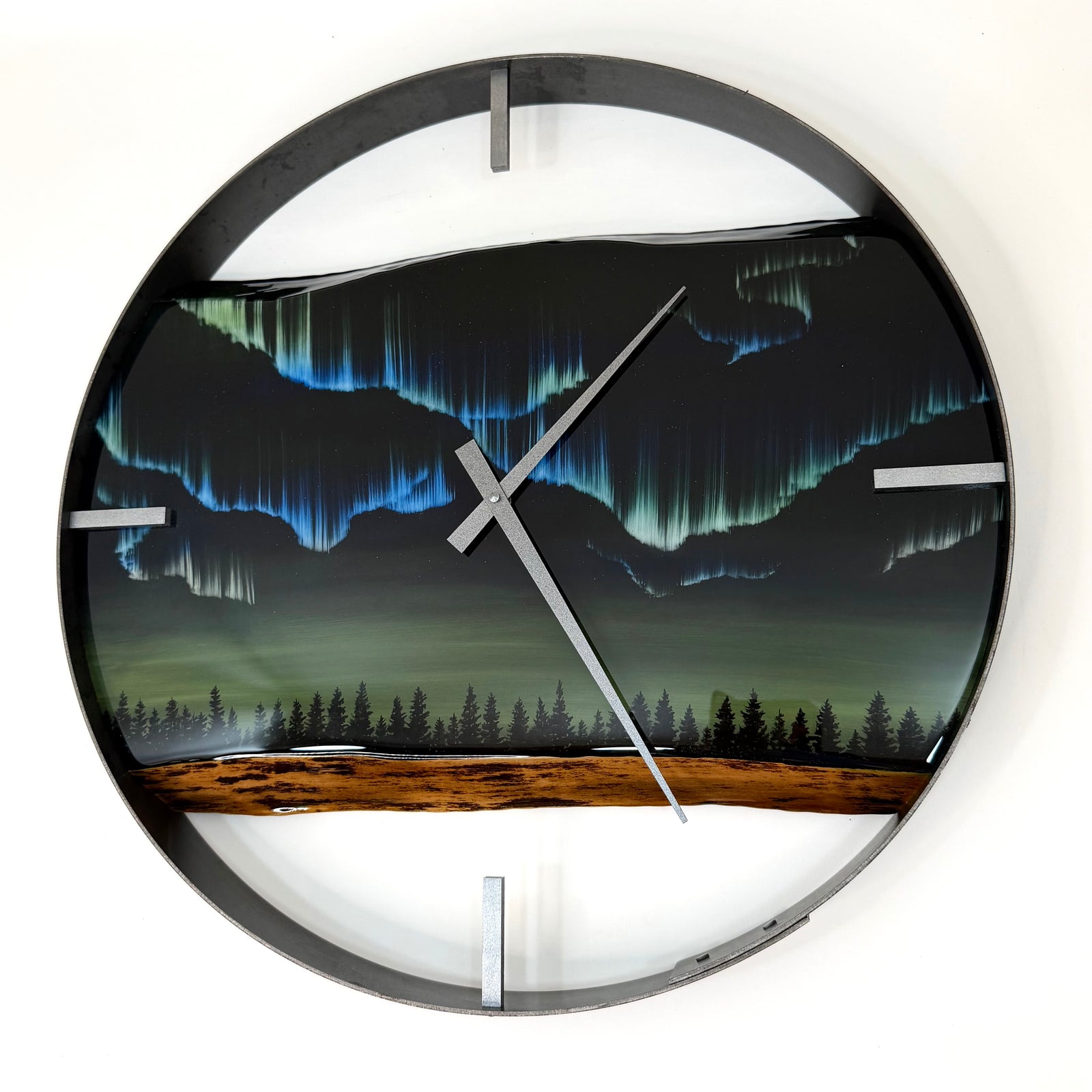 *NEW // 21” Northern Lights Live Edge Black Walnut Wood Wall Clock