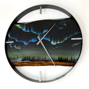 *NEW // 21” Northern Lights Live Edge Black Walnut Wood Wall Clock