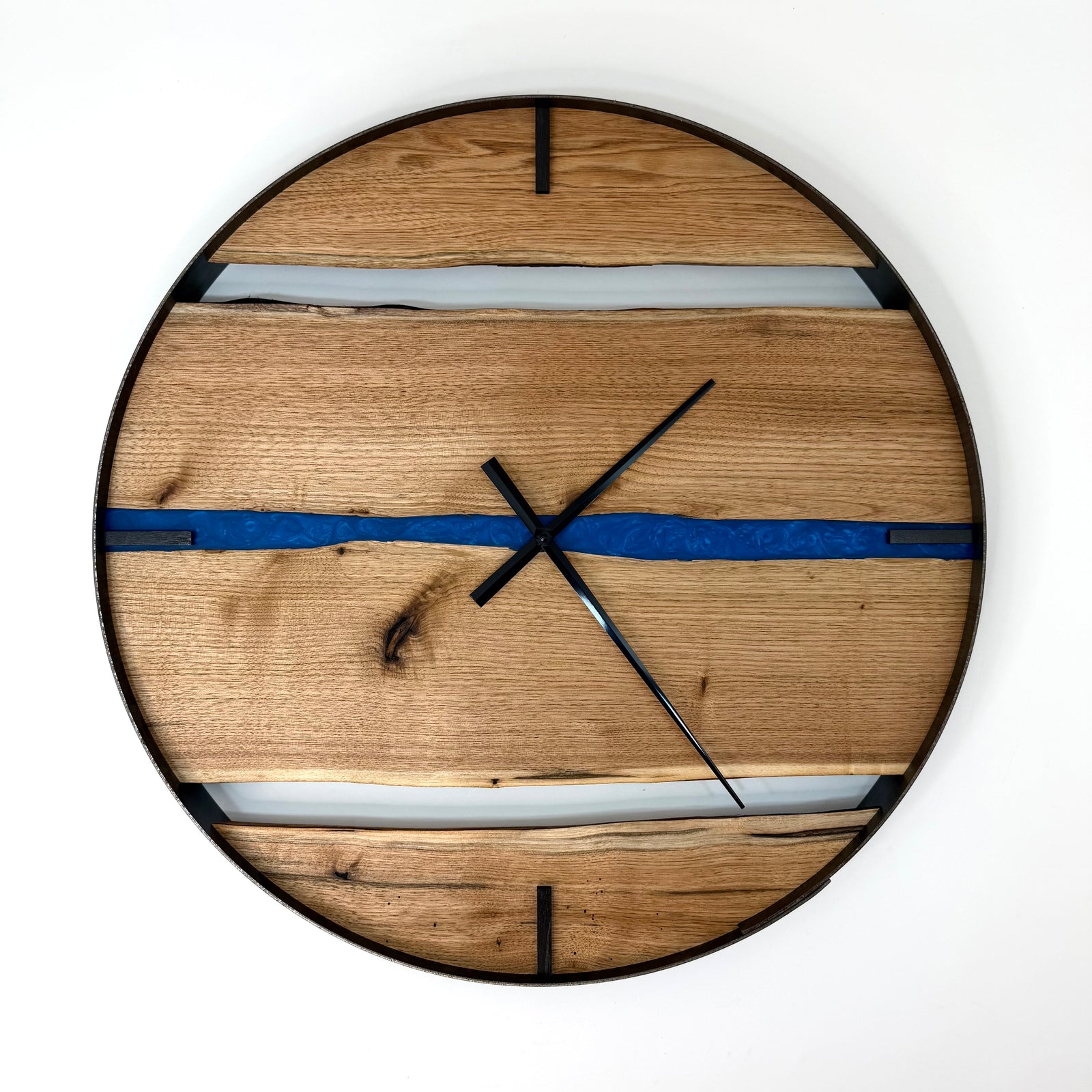 25” Butternut Live Edge Wood Clock ft. Maui Blue Epoxy Inlay