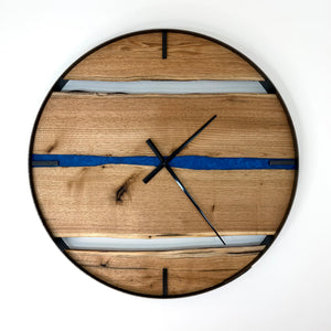 25” Butternut Live Edge Wood Clock ft. Maui Blue Epoxy Inlay