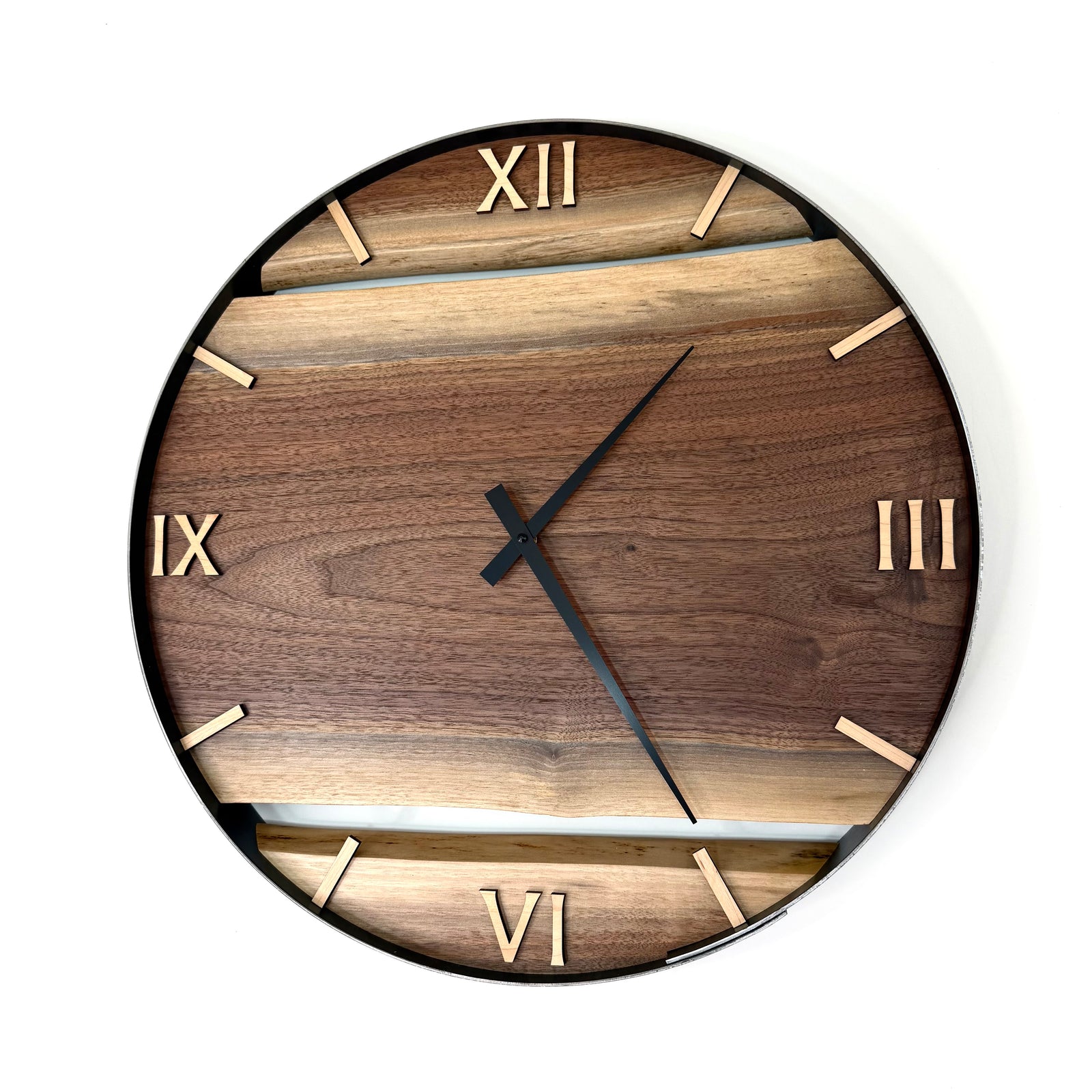 *NEW // 21” Black Walnut Live Edge Wood Wall Clock