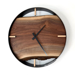*NEW // 14” Black Walnut Live Edge Wood Wall Clock
