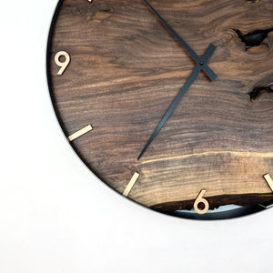 21” Black Walnut Live Edge Wood Clock