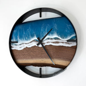 *NEW // 14” Life’s a Beach Live Edge Walnut Wood Wall Clock